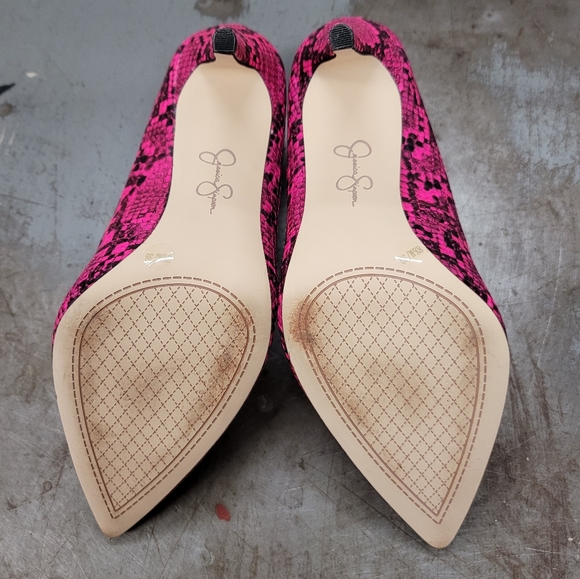 HOT PINK! JESSICA SIMPSON HEELS SZ 8.5 ANIMAL PRINT SHOES - Picture 8 of 8